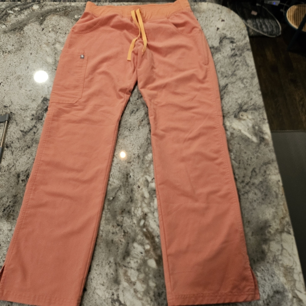 Figs medium peach flare scrub pants